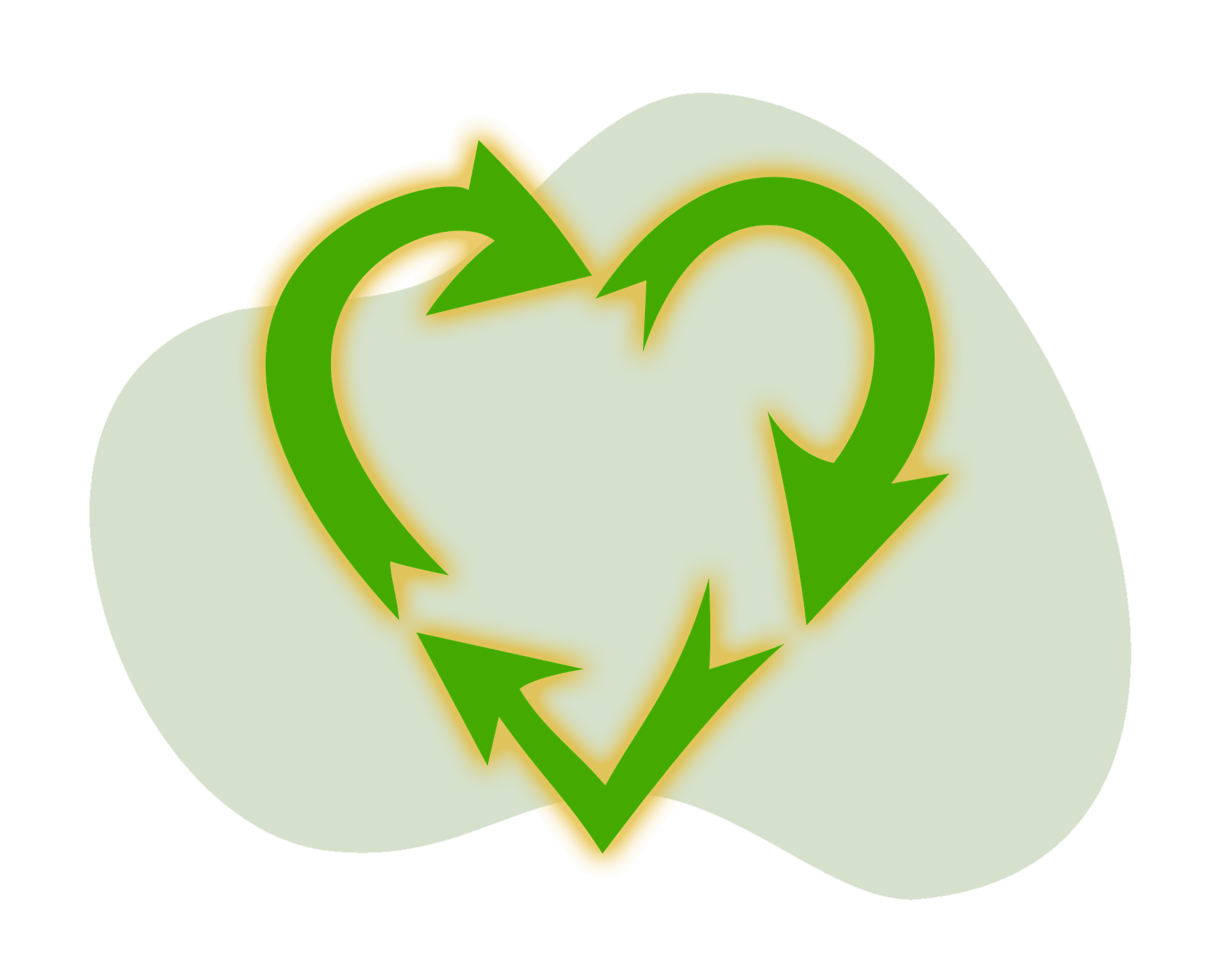 Recycle symbol in the shape of a heart
