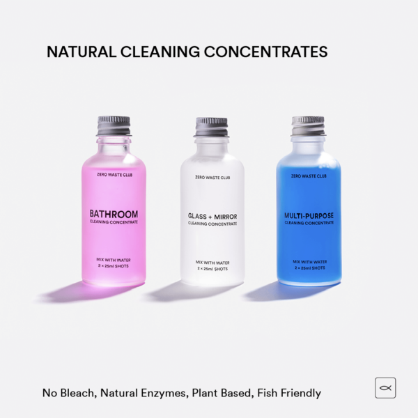 Multi-purpose, glass, and bathroom cleaner concentrate bottles bundle
