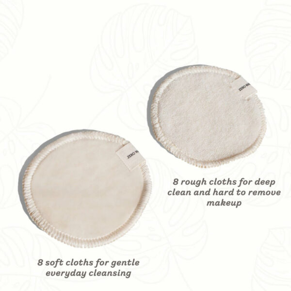 Soft and rough reusable organic cotton makeup removing facial cleansing pads